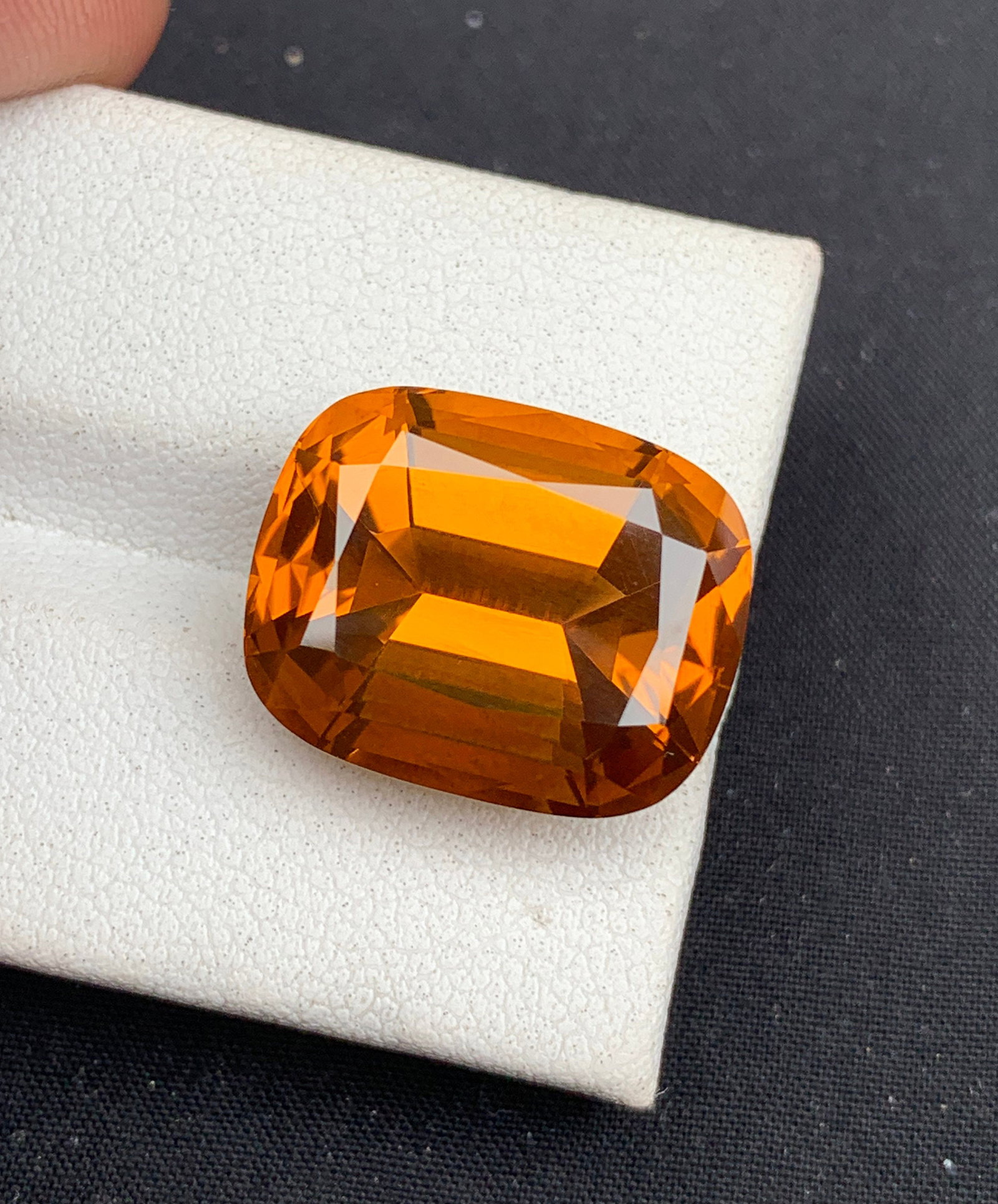 Natural Madeira Citrine Gemstone: Orange Step Cushion Cut, 14.60 Carat - 2