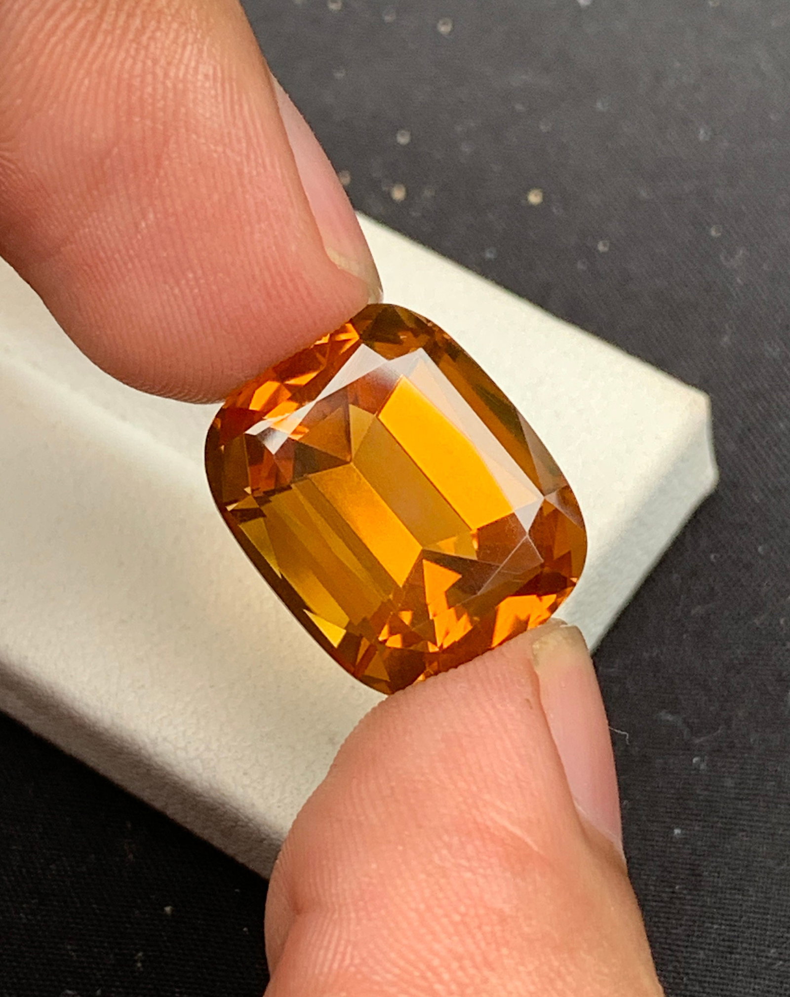 Natural Madeira Citrine Gemstone: Orange Step Cushion Cut, 14.60 Carat - 4