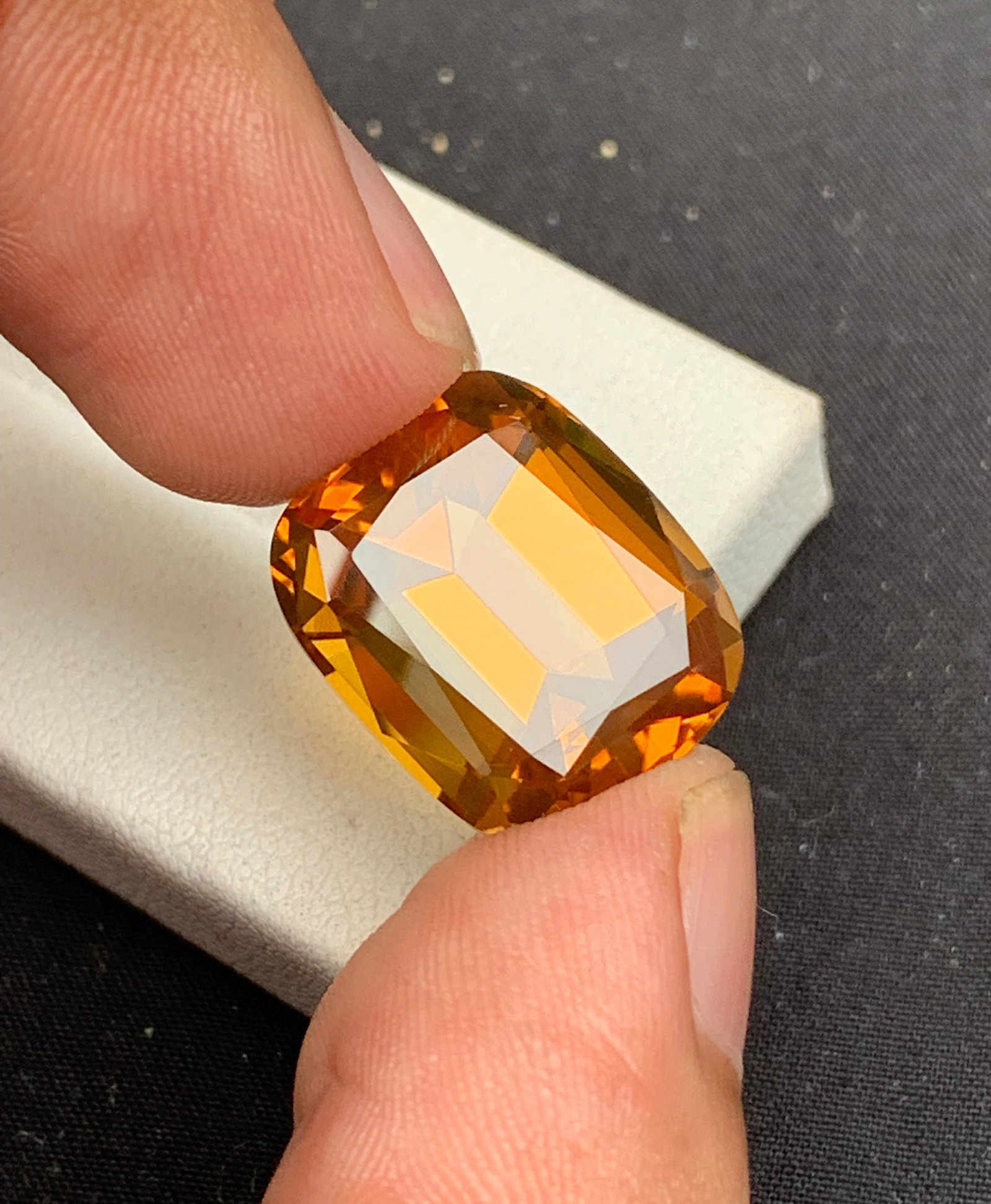Natural Madeira Citrine Gemstone: Orange Step Cushion Cut, 14.60 Carat - 5