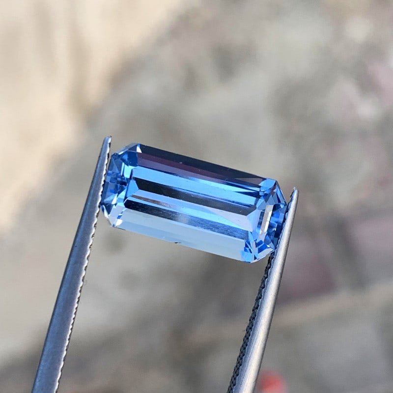 Emerald Cut Aquamarine Gemstone, Deep Blue Aquamarine Ring Stone, 4.10 CT - 4