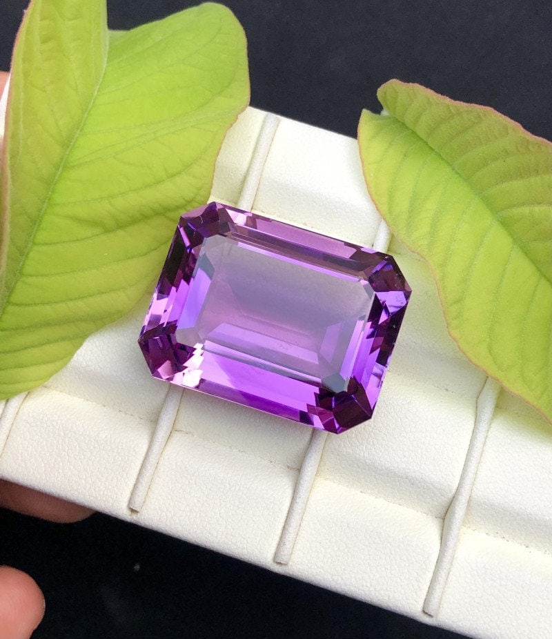 Emerald Cut Amethyst Gemstone: 74 Carat Natural Purple Quartz - 2