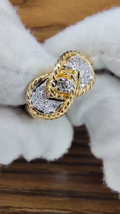 .20ct Natural Round Diamond Ring 14ktgold Bow Deco *v - 2