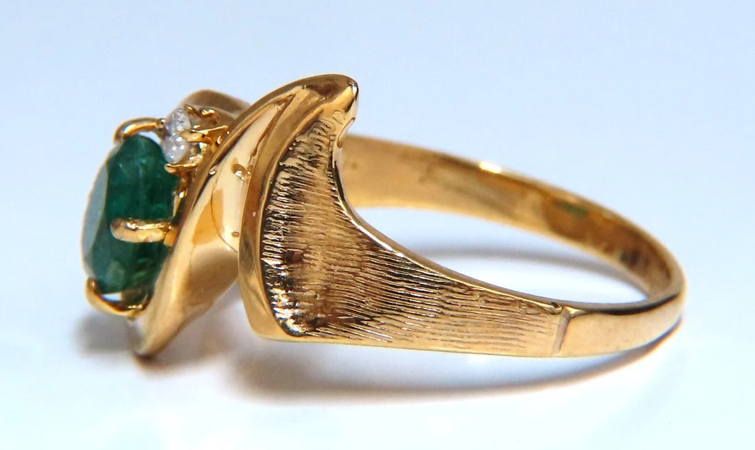 Emerald Diamond Ring 14kt 1.15ct Natural Mod Deco** - 2