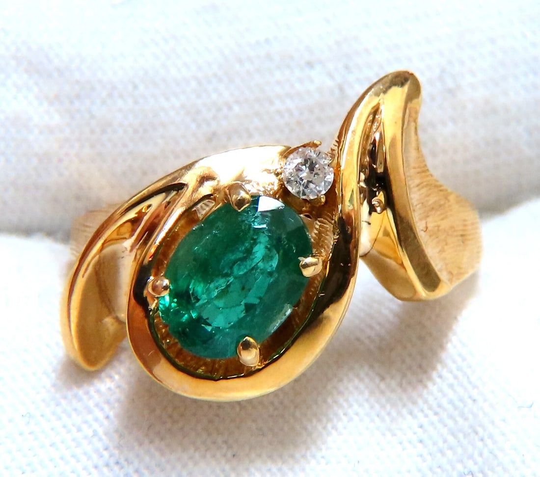 Emerald Diamond Ring 14kt 1.15ct Natural Mod Deco** - 5