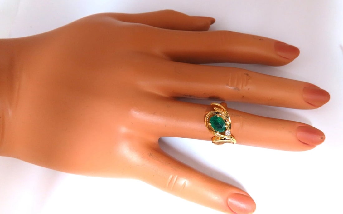 Emerald Diamond Ring 14kt 1.15ct Natural Mod Deco** - 6