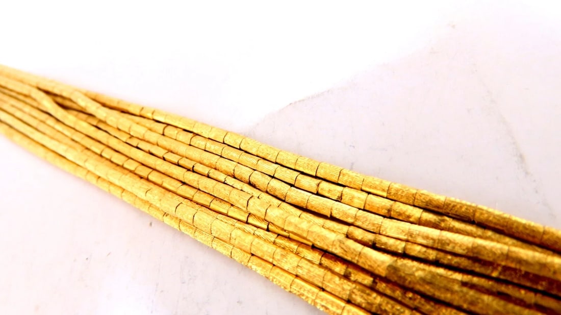 Rustic Nine Stranded 18kt Gold Bracelet 55 Grams 7.5 inch** - 2