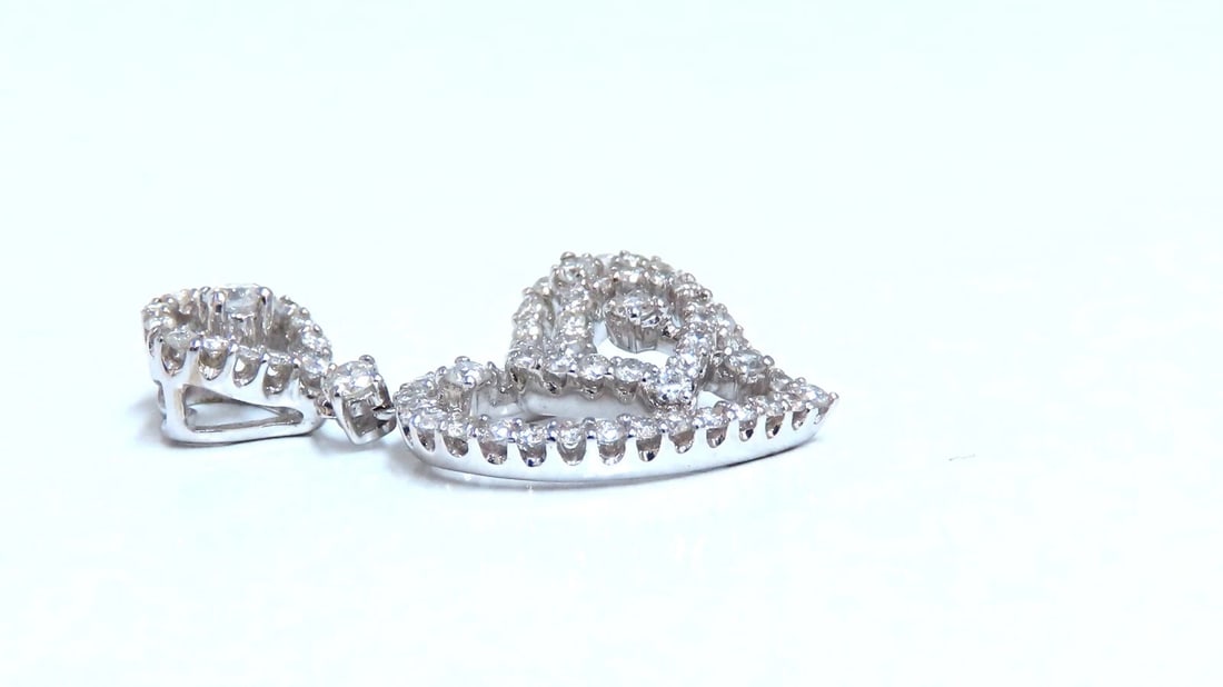 1.02ct Natural Round Diamonds Double Heart pendant 14kt** - 2