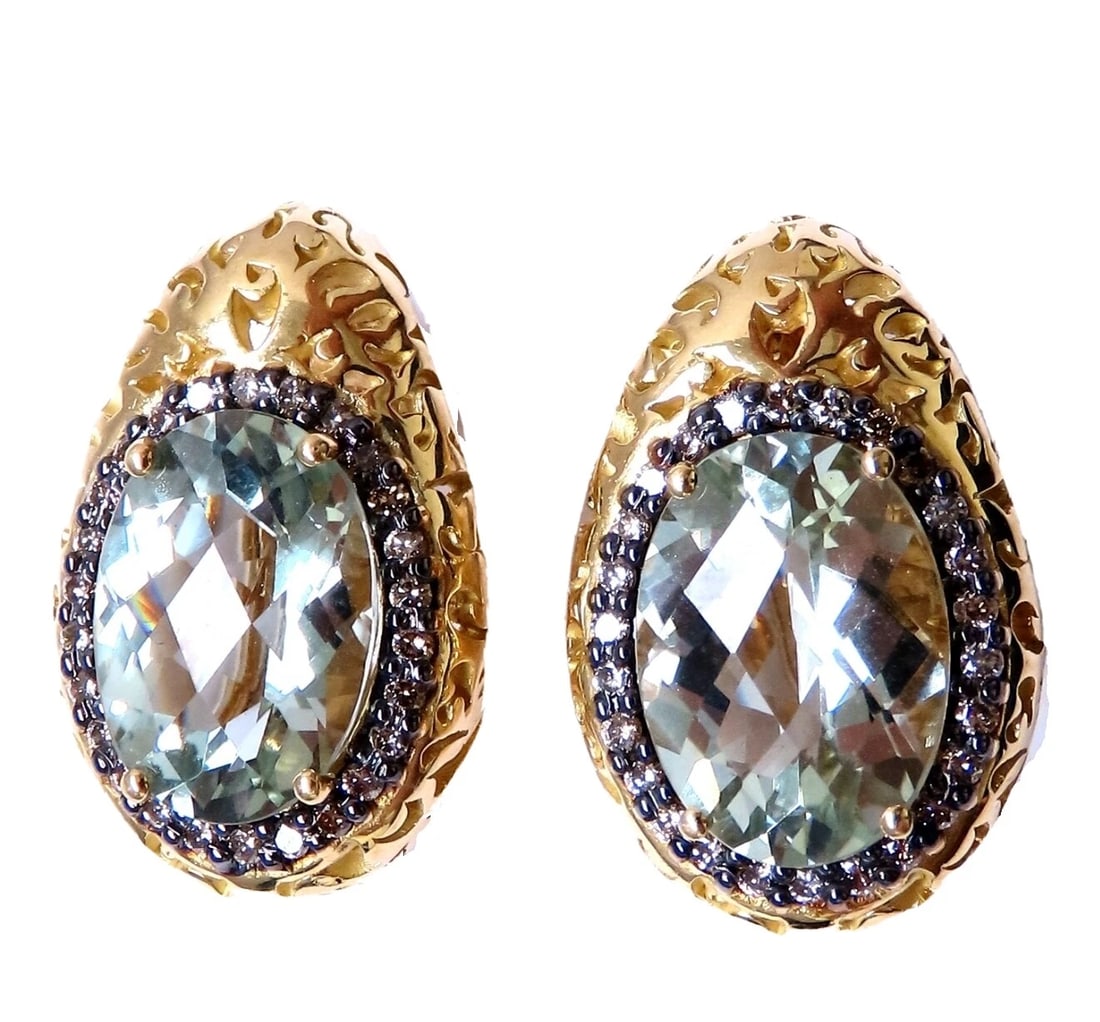 26ct natural green amethyst fancy colored diamond earrings 18kt Gold Garavelli** (1 of 4)
