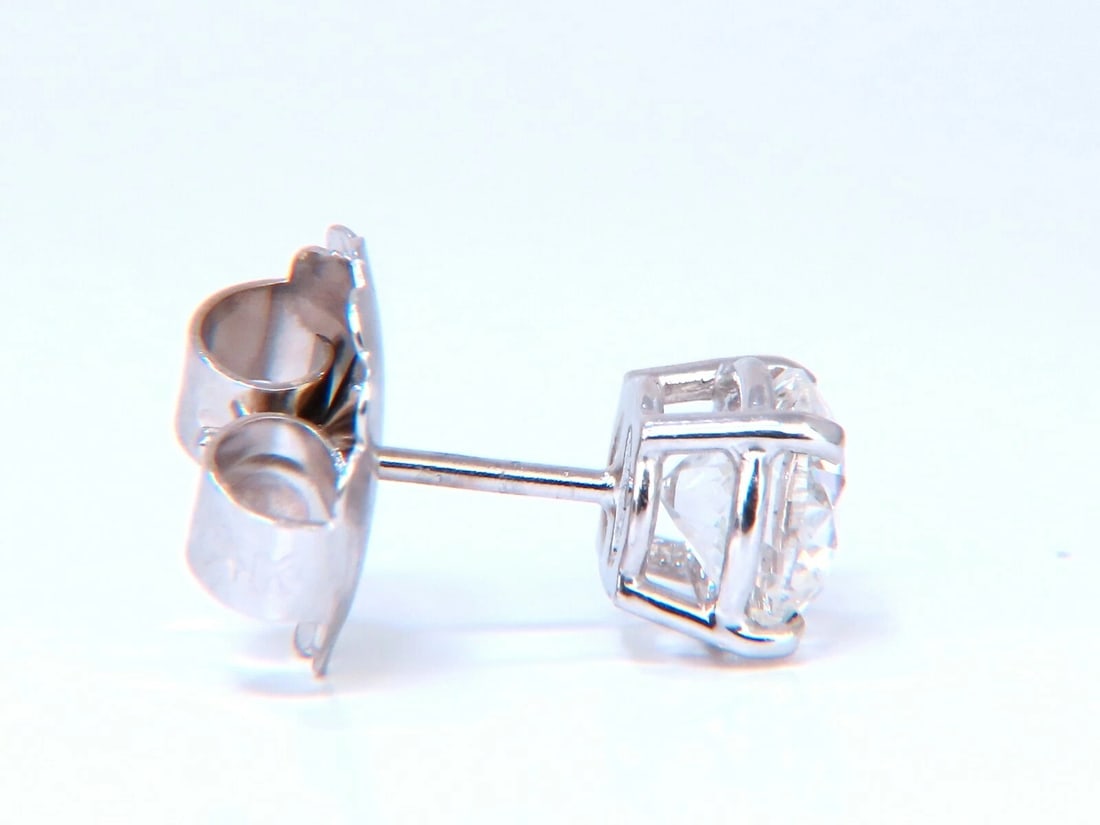2.02ct Natural round brilliant diamond stud earrings 14 karat classic H/SI2** - 5