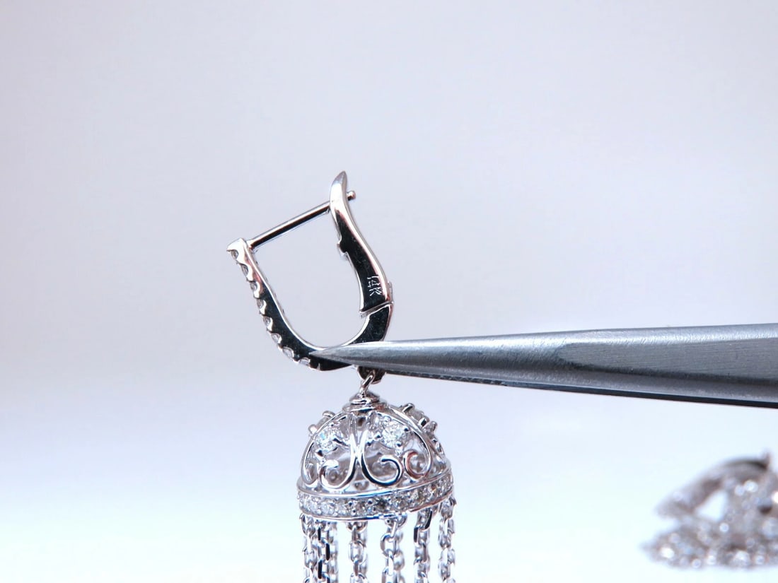 1.50ct natural diamonds umbrella cascading drop dangle earrings 14kt** - 3
