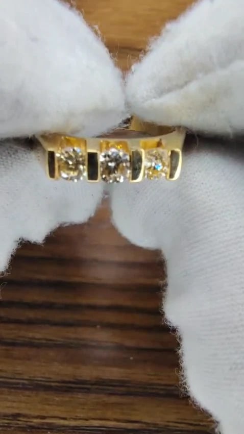 .50ct Natural Fancy Light Yellow Diamonds Ring Channel Bar 14kt** - 2