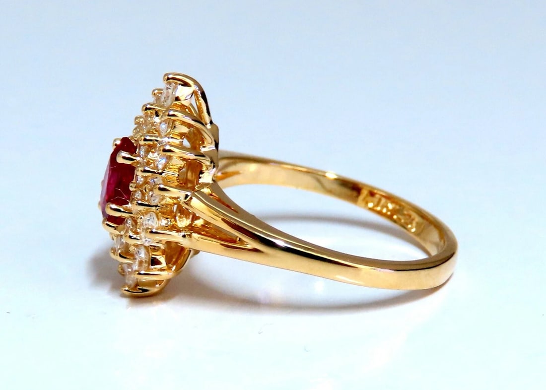 1.02ct Natural Ruby Diamonds Ring Pear Cluster 14kt gold** - 3