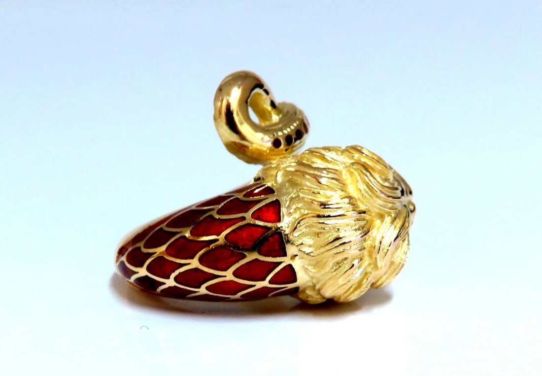 18kt Gold Lion Wrap Enamel Ring ** - 3