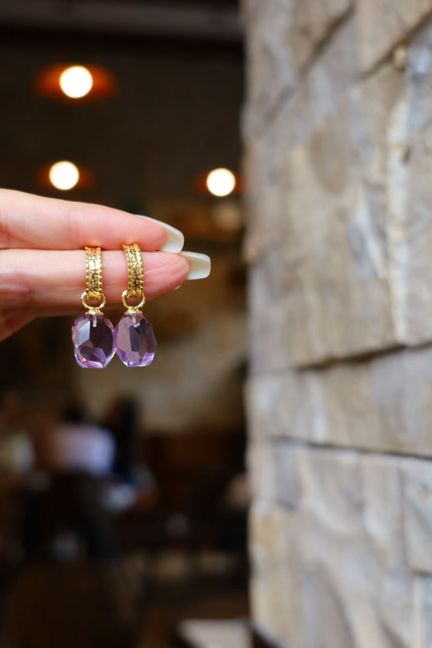 Natural Amethyst Earrings - 2