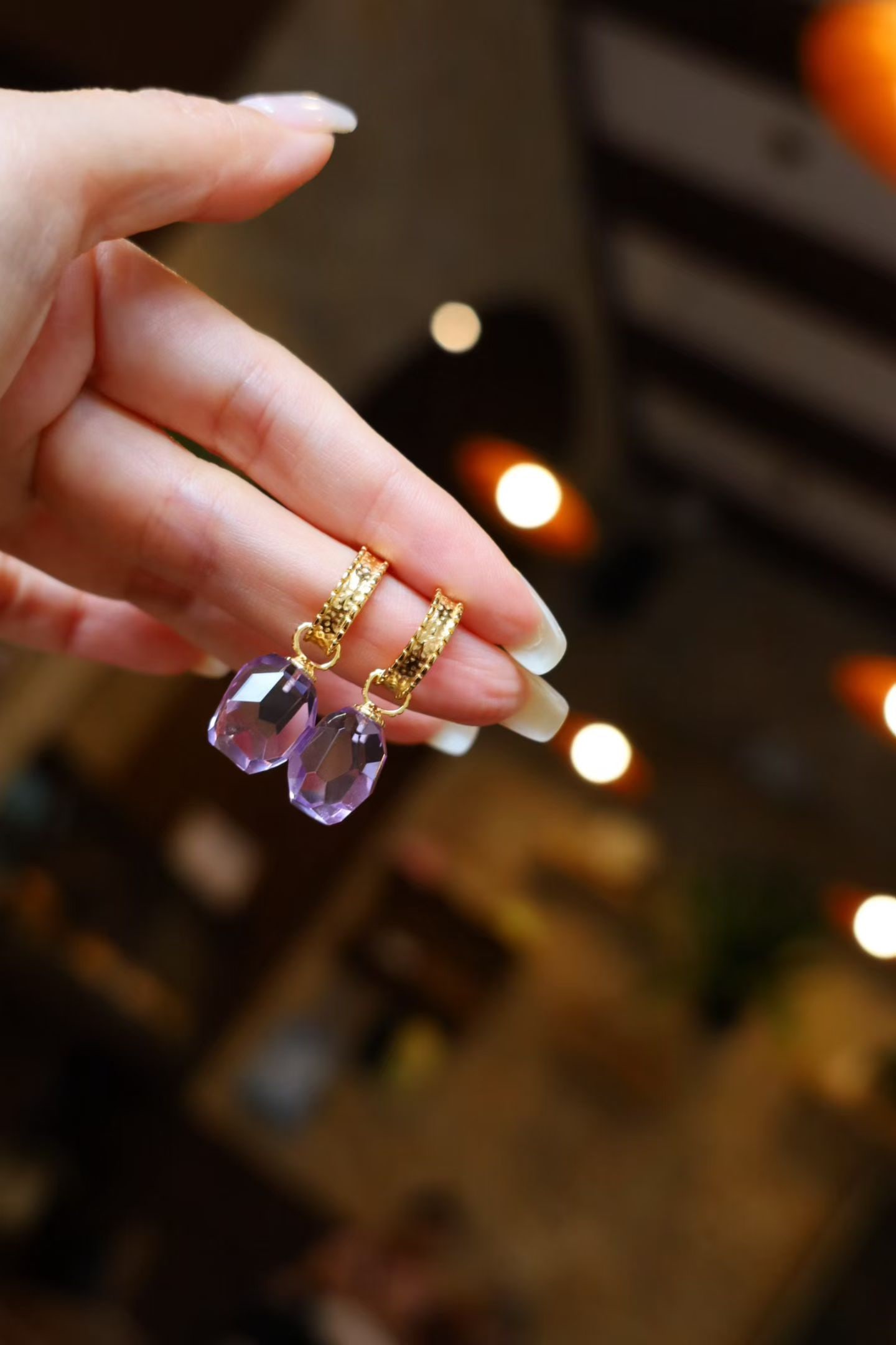 Natural Amethyst Earrings - 5