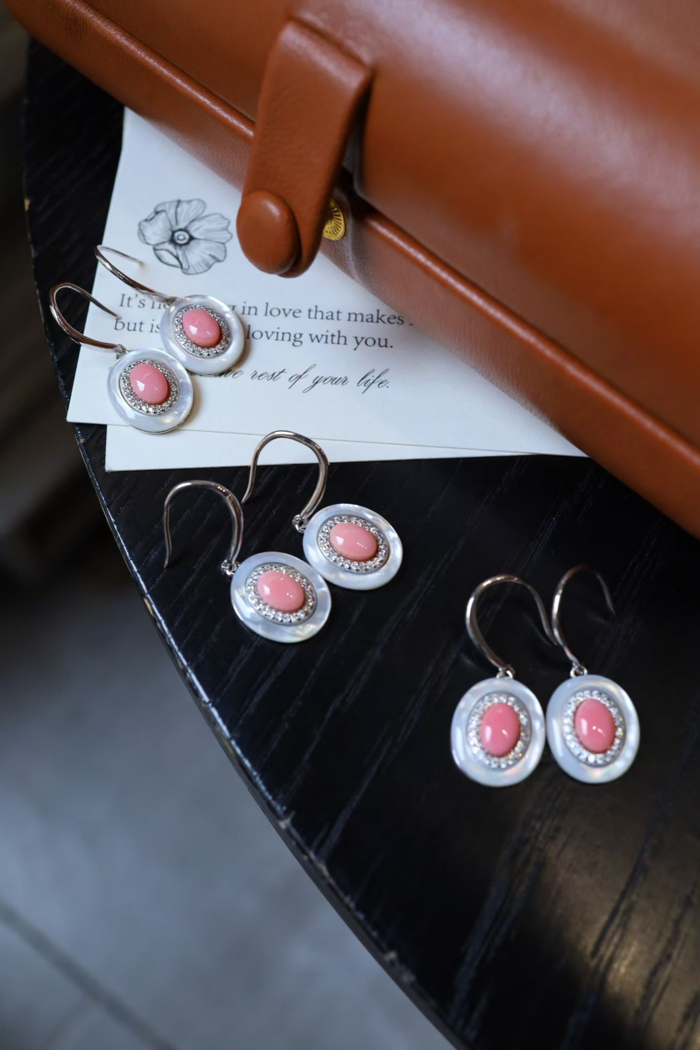 Sterling Silver Natural Cameo Shell Earrings - 4