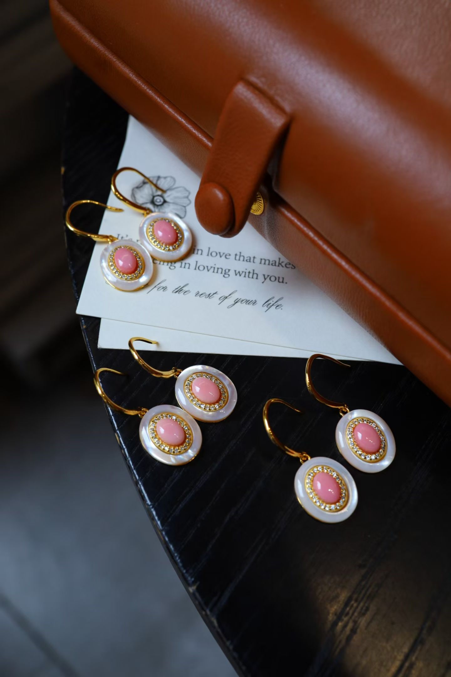 Sterling Silver Natural Cameo Shell Earrings - 6
