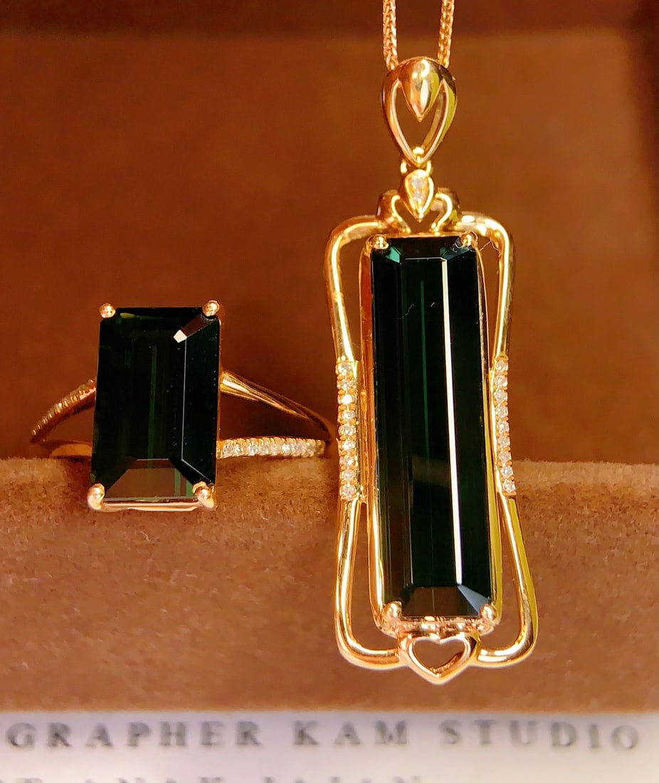 18K Gold Natural Tourmaline Set - 2