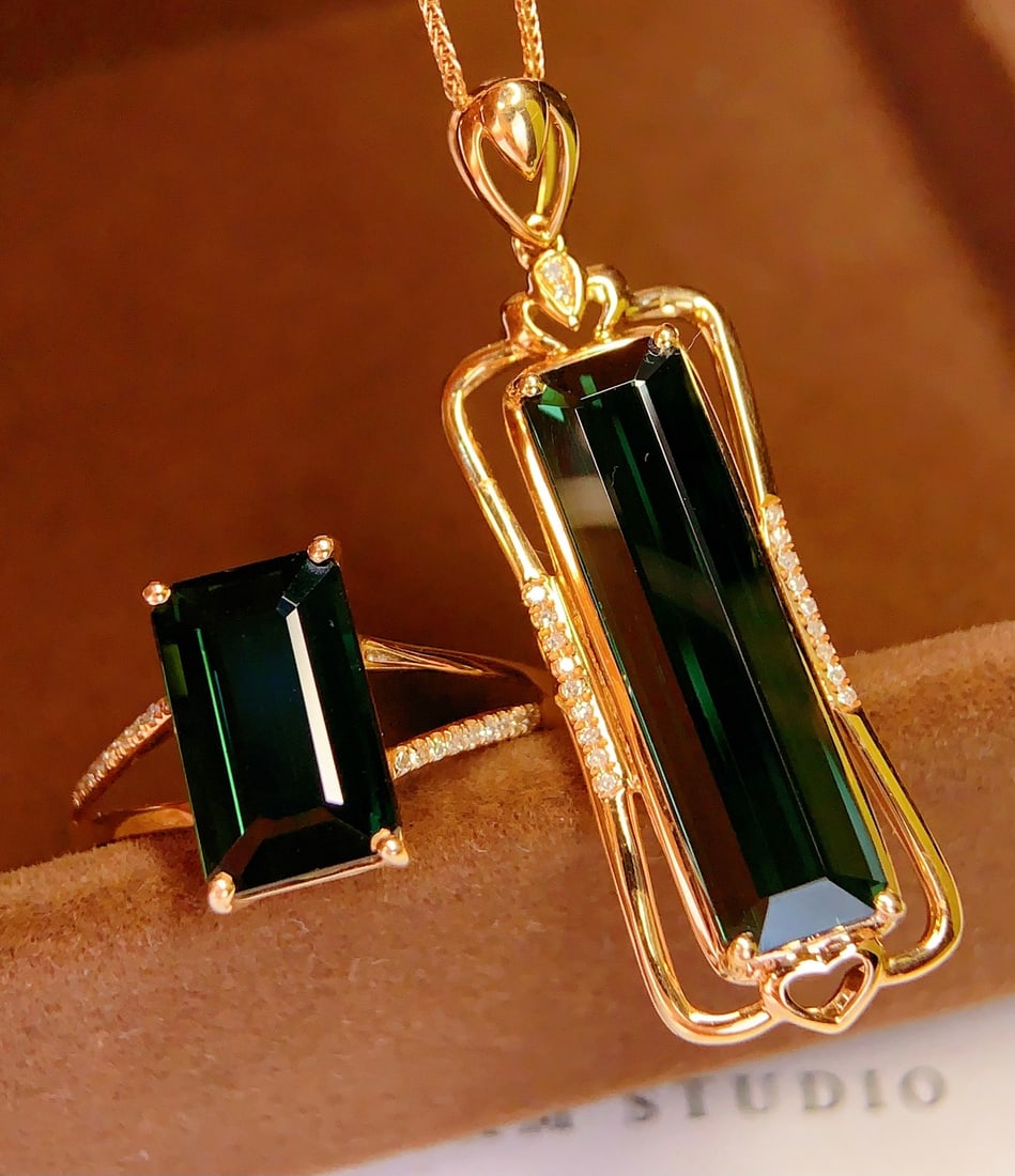 18K Gold Natural Tourmaline Set - 3