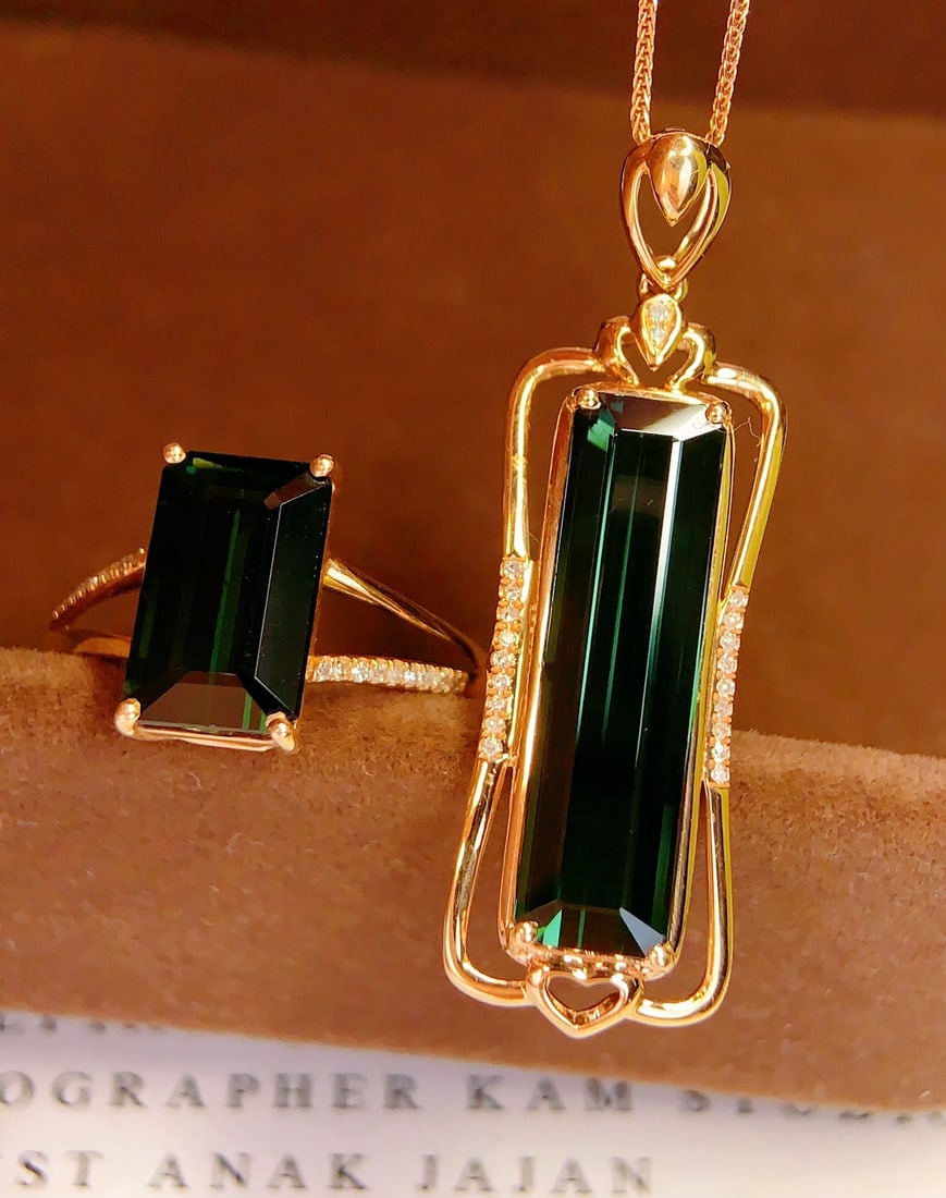 18K Gold Natural Tourmaline Set - 4