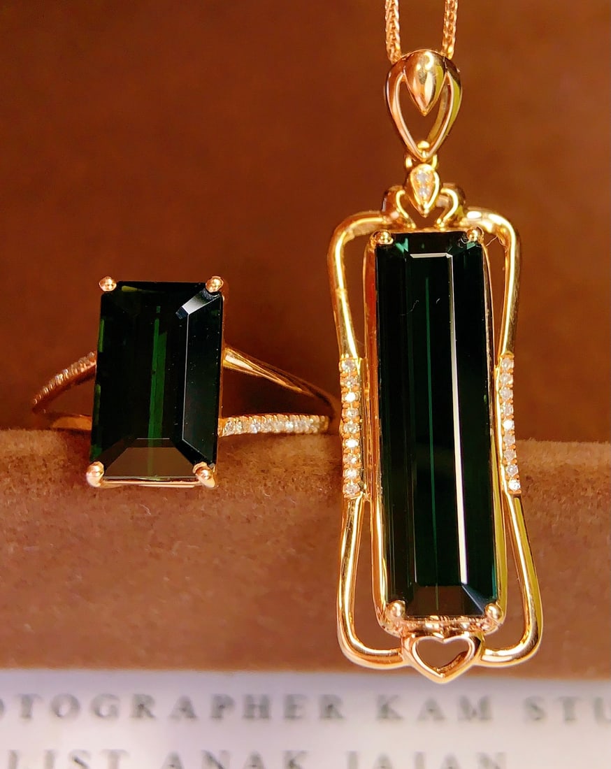18K Gold Natural Tourmaline Set - 5