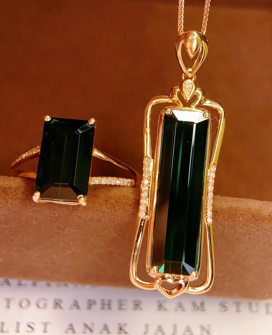 18K Gold Natural Tourmaline Set - 6