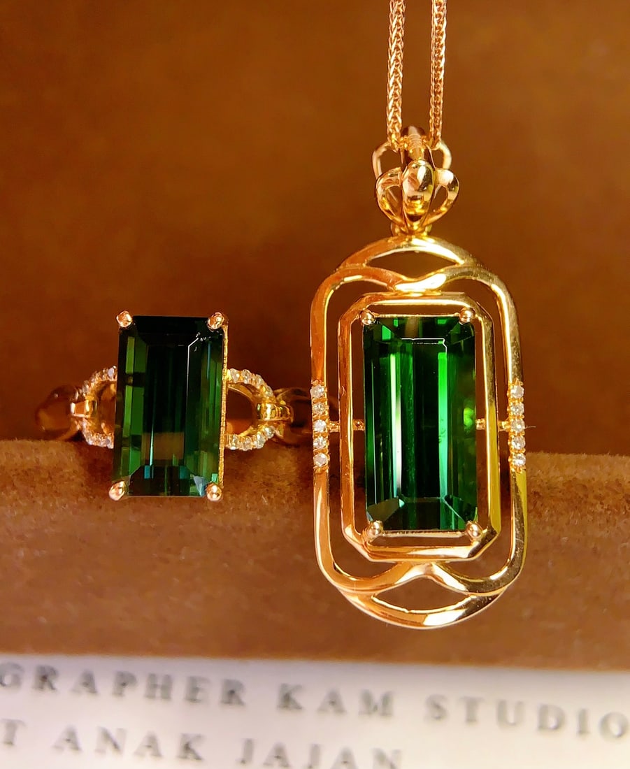 18K Gold Natural Tourmaline Set - 2