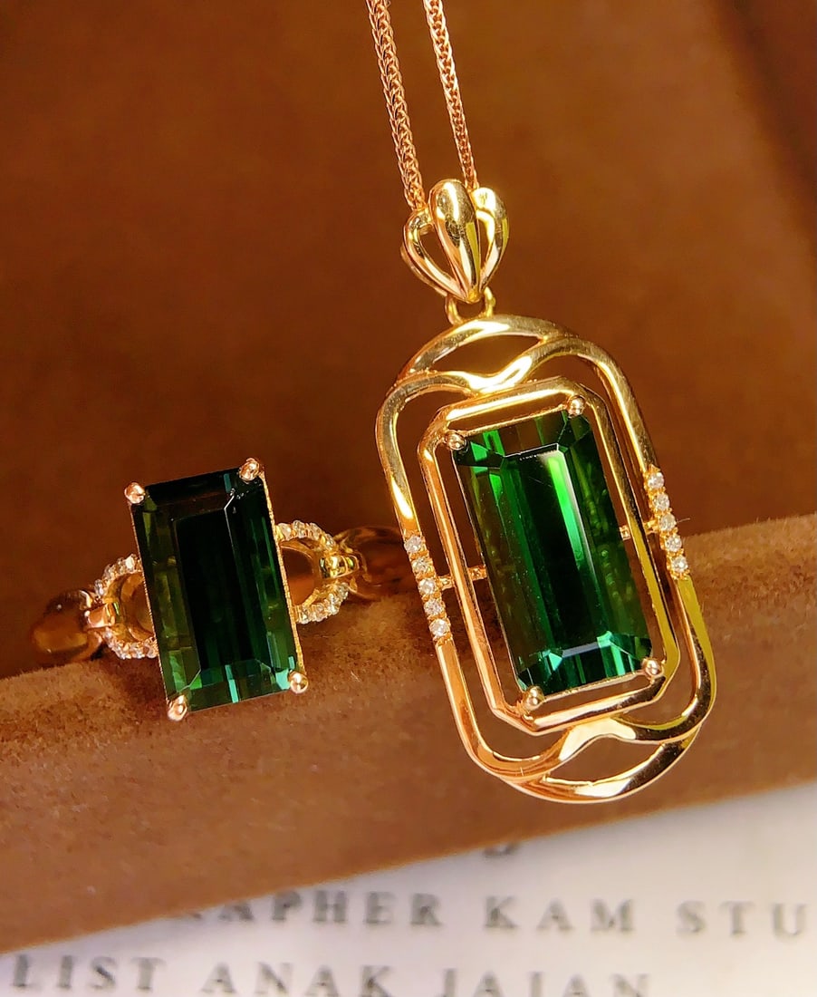 18K Gold Natural Tourmaline Set - 3