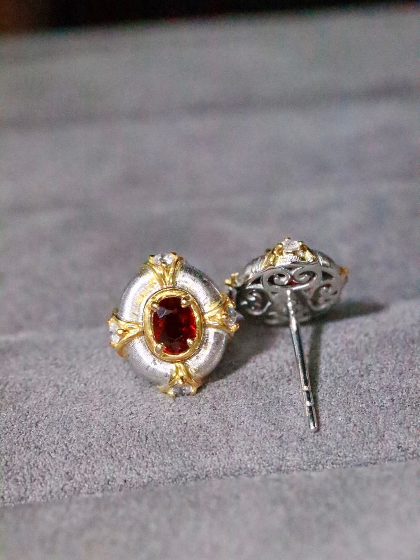 Platinum Natural Ruby Earrings - 2