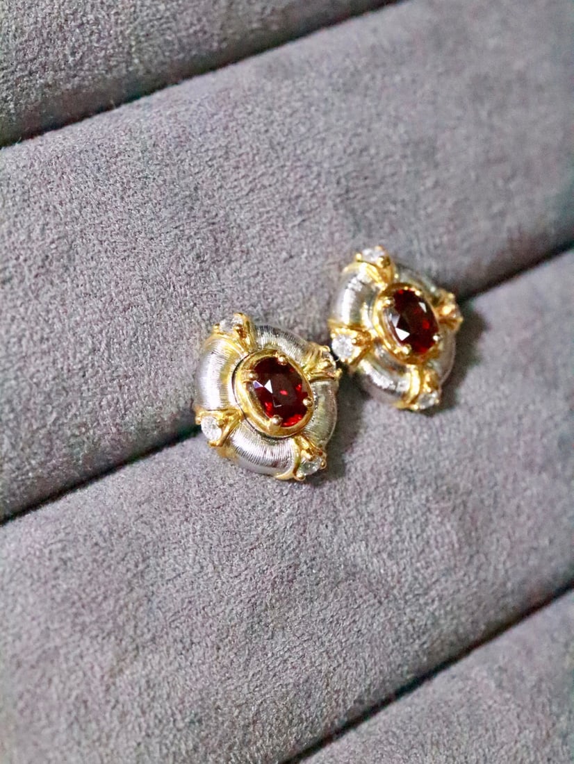 Platinum Natural Ruby Earrings - 3