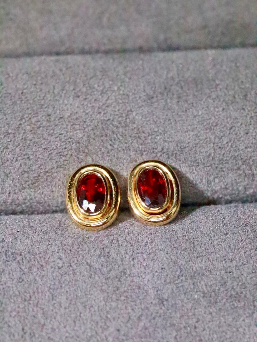 18K Gold Ruby Earrings - 3