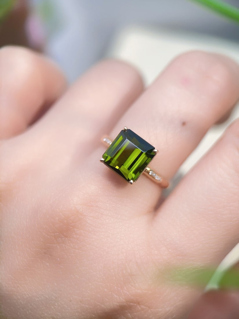 Natural Green Tourmaline Ring - 6