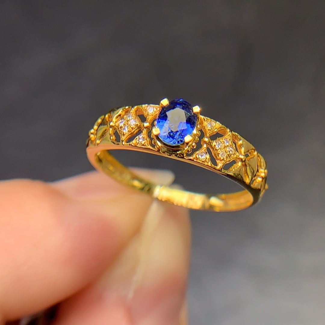18K Gold Natural Sapphire Ring - 3