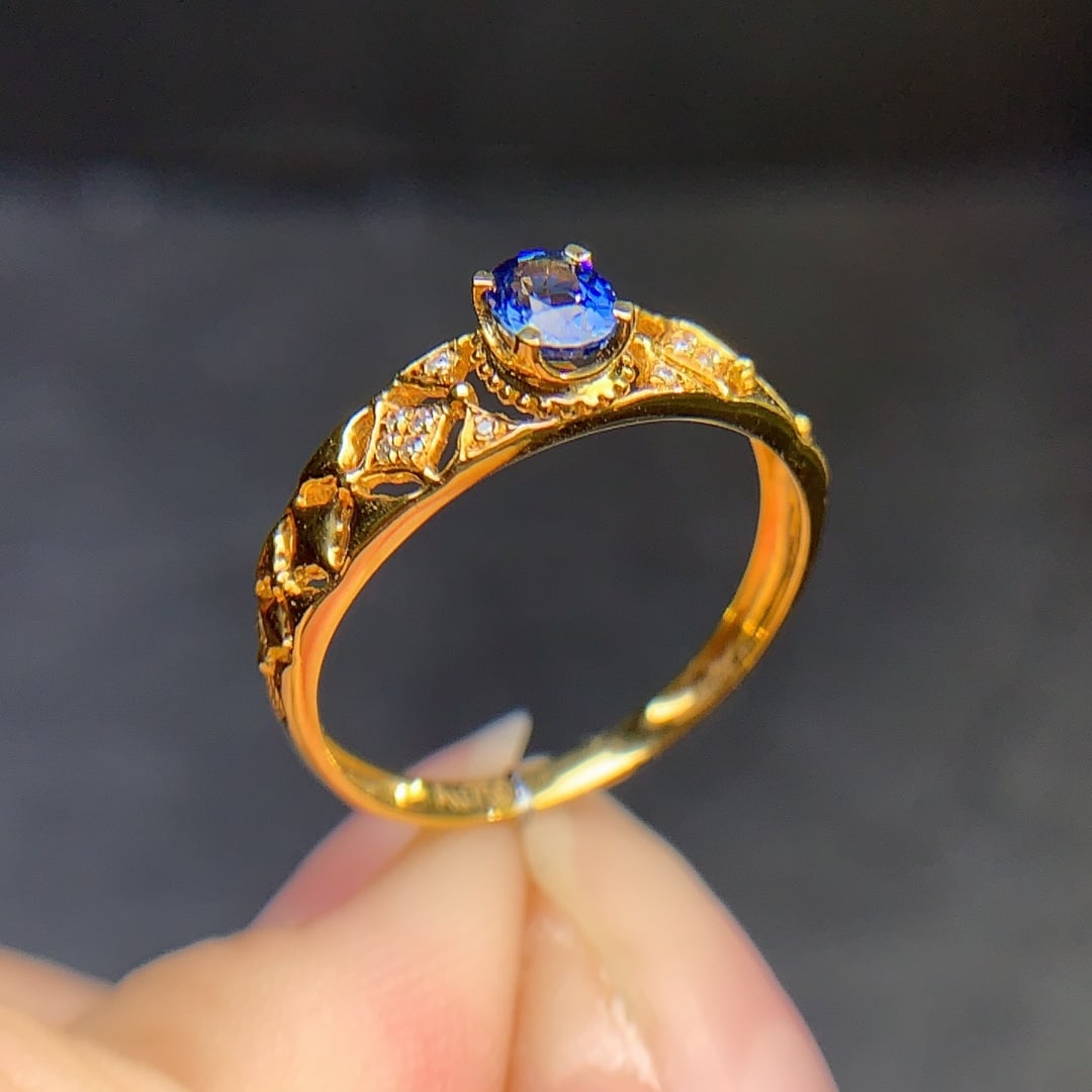 18K Gold Natural Sapphire Ring - 4
