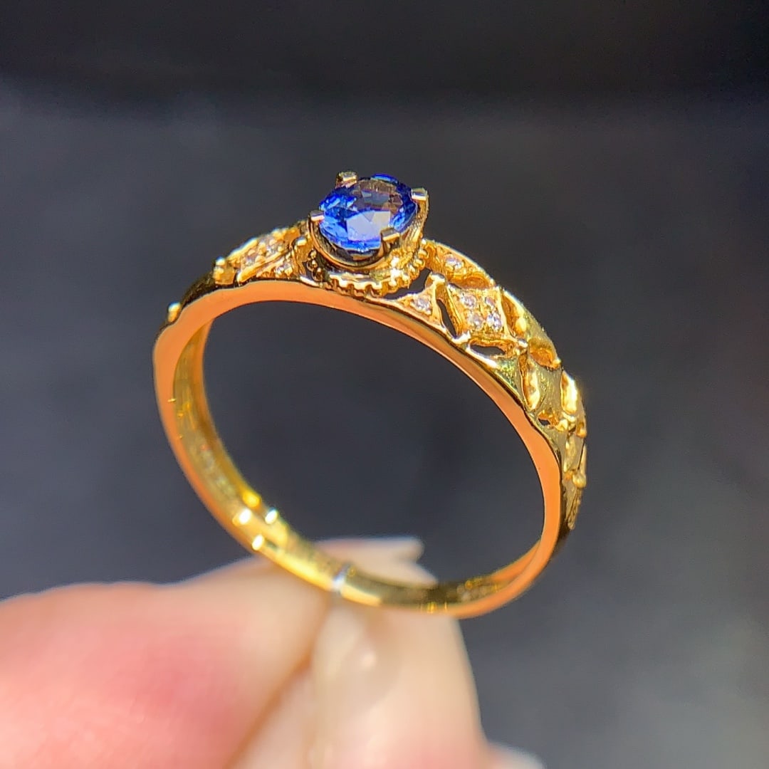 18K Gold Natural Sapphire Ring - 5