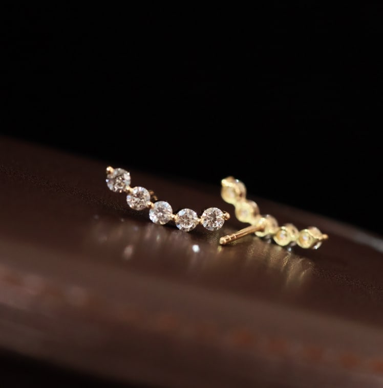 18K Gold Lab-Grown Diamond Earrings - 4