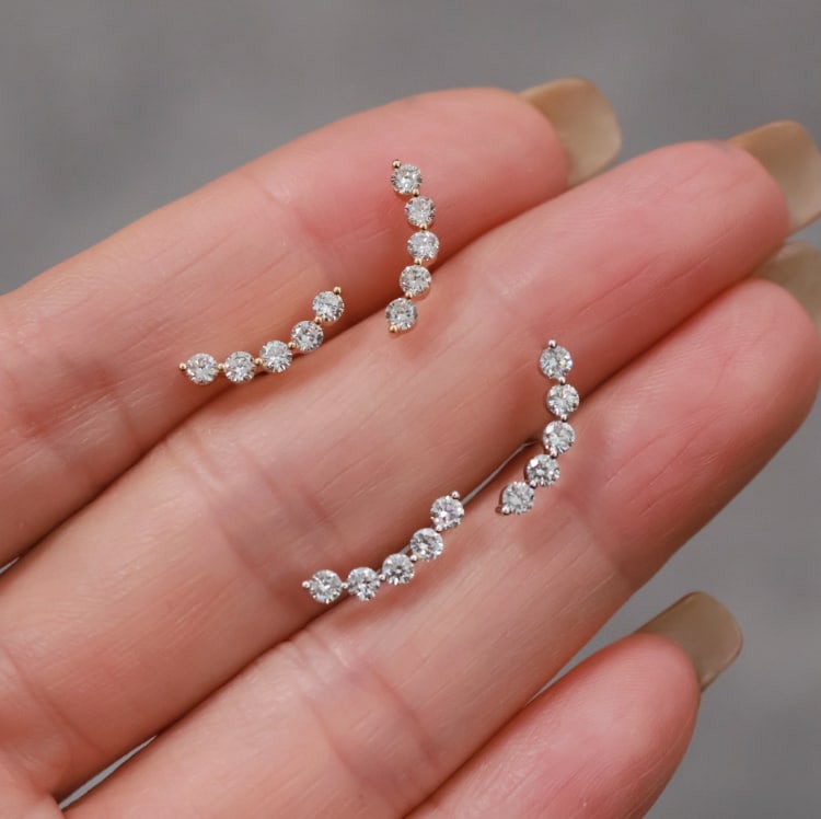 18K Gold Lab-Grown Diamond Earrings - 6