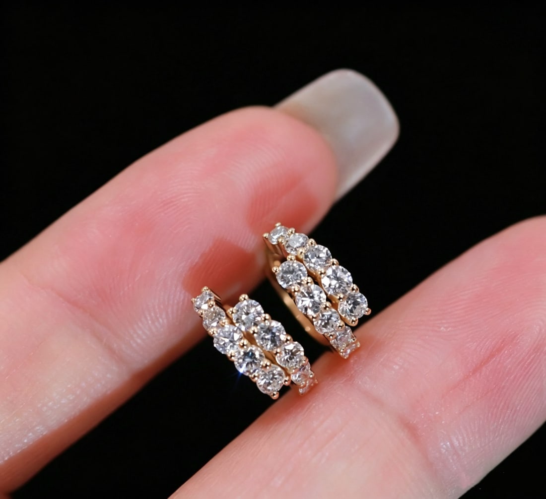 18K Gold Lab-Grown Diamond Earrings - 7