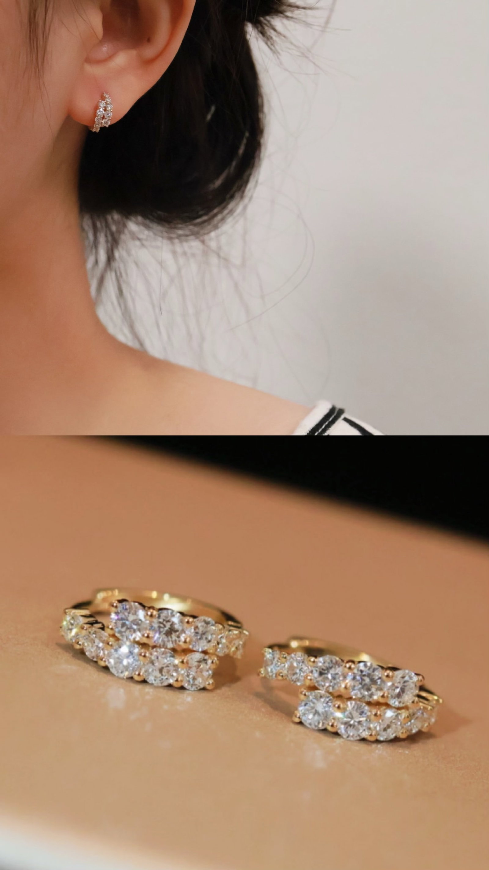 18K Gold Lab-Grown Diamond Earrings - 8