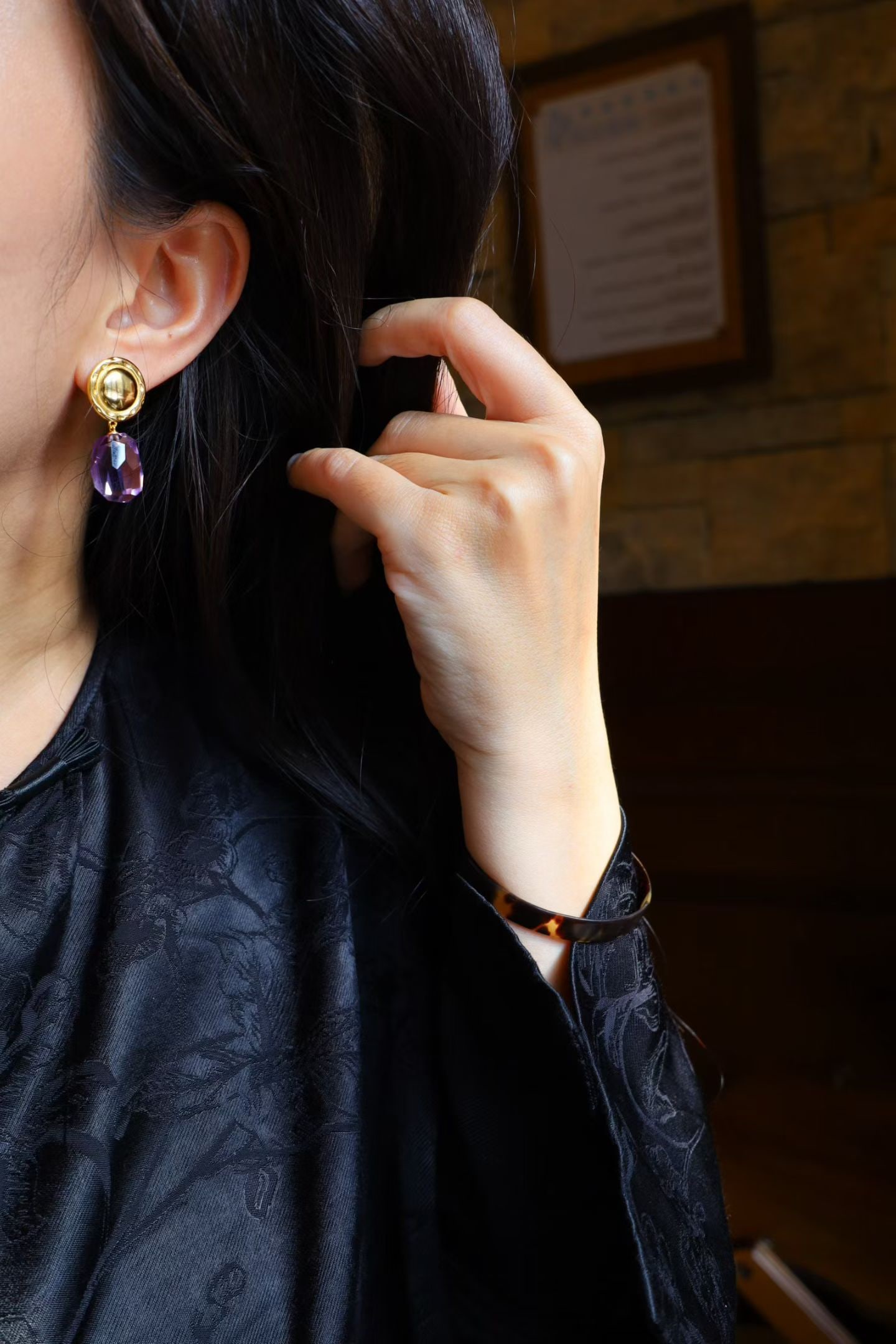 Natural Amethyst Earrings - 7