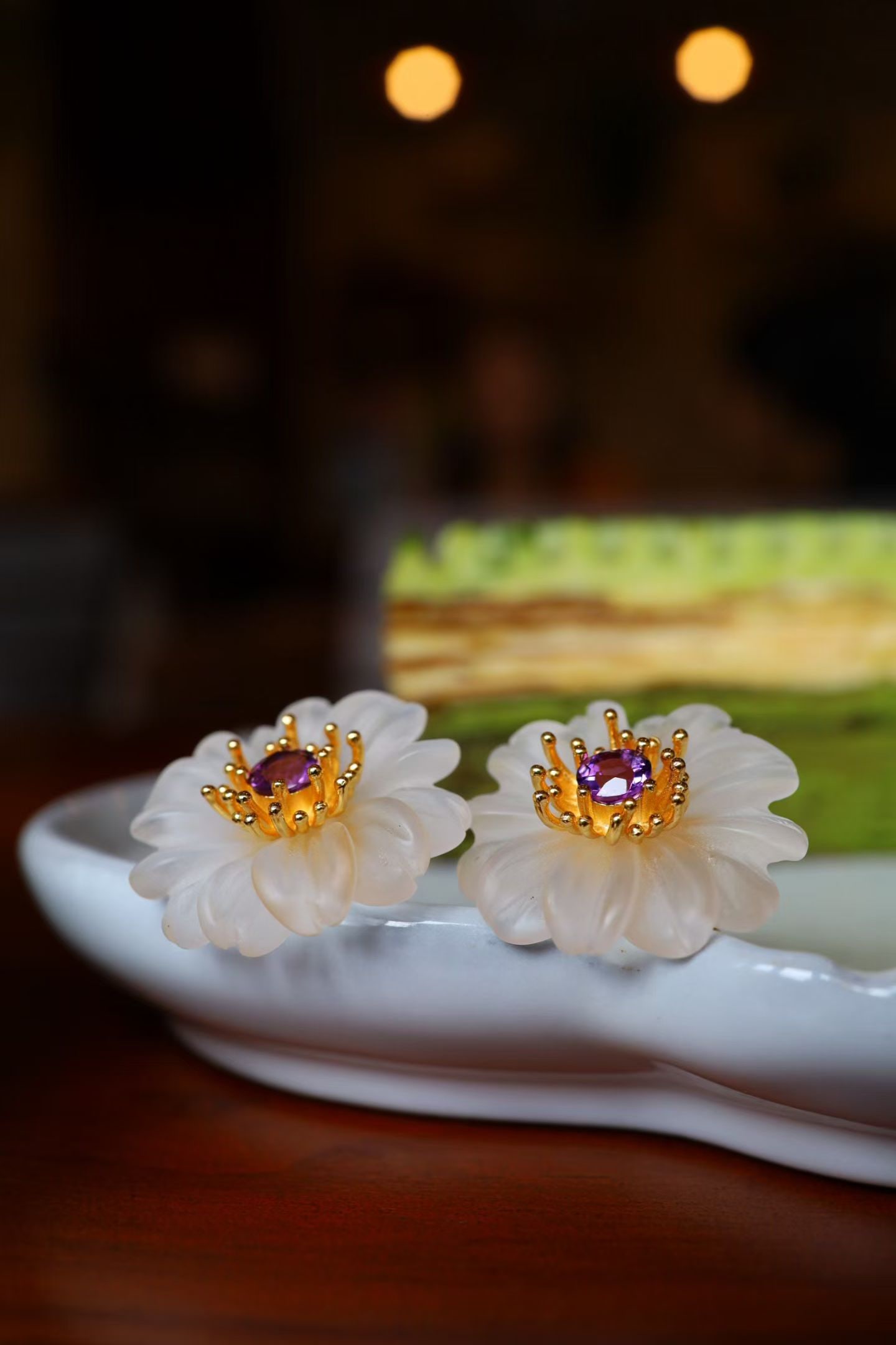 Natural White Crystal Earrings - 4