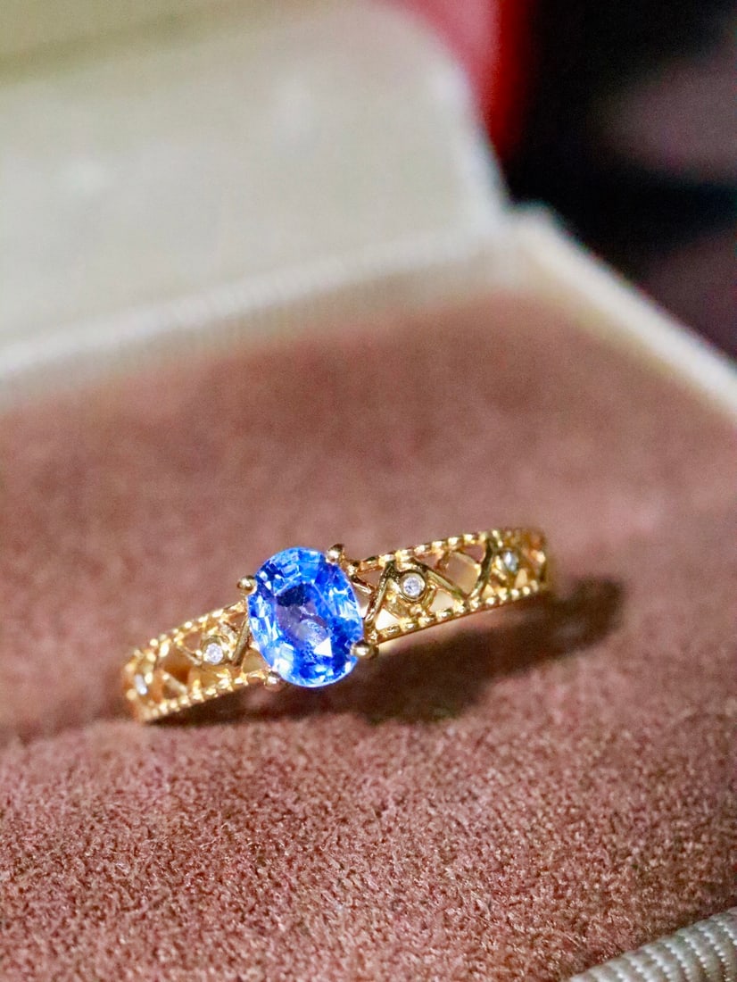 18K Gold Natural Sapphire Ring - 2
