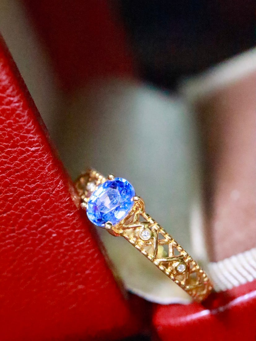 18K Gold Natural Sapphire Ring - 4