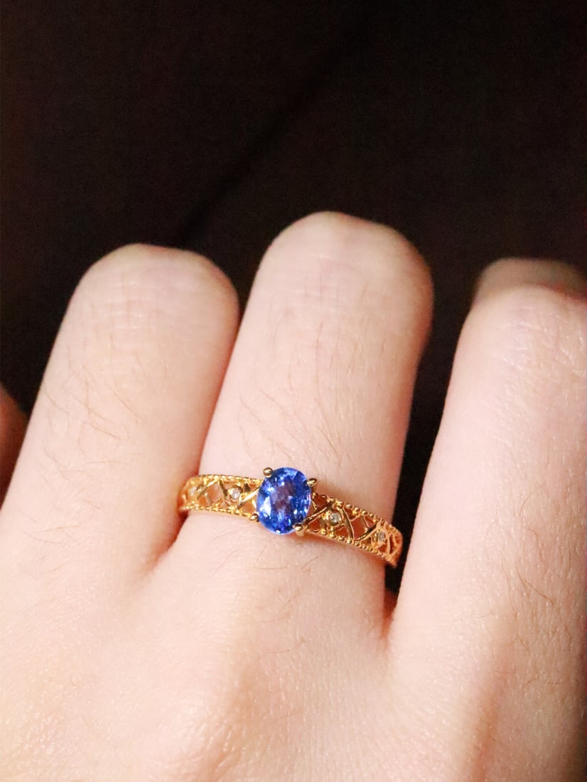18K Gold Natural Sapphire Ring - 5
