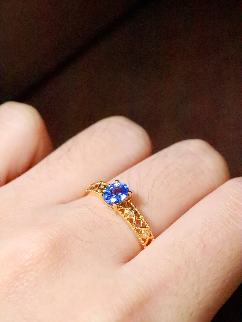 18K Gold Natural Sapphire Ring - 6
