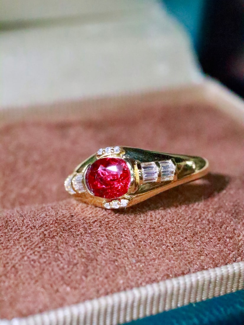 18K Gold Natural No-Heat Ruby Ring - 2
