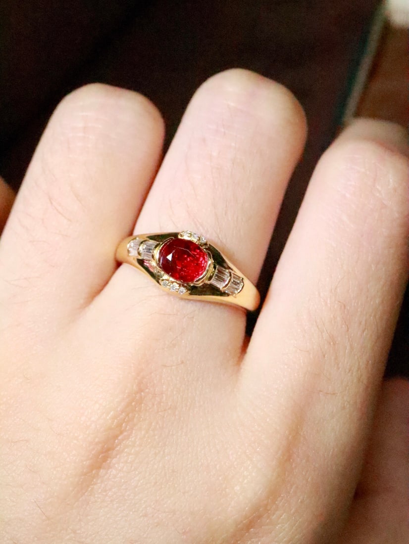 18K Gold Natural No-Heat Ruby Ring - 5