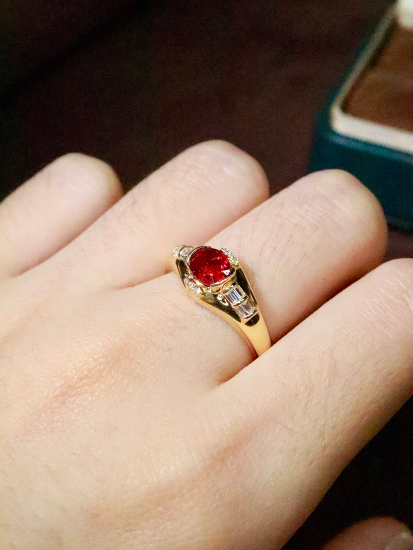 18K Gold Natural No-Heat Ruby Ring - 6
