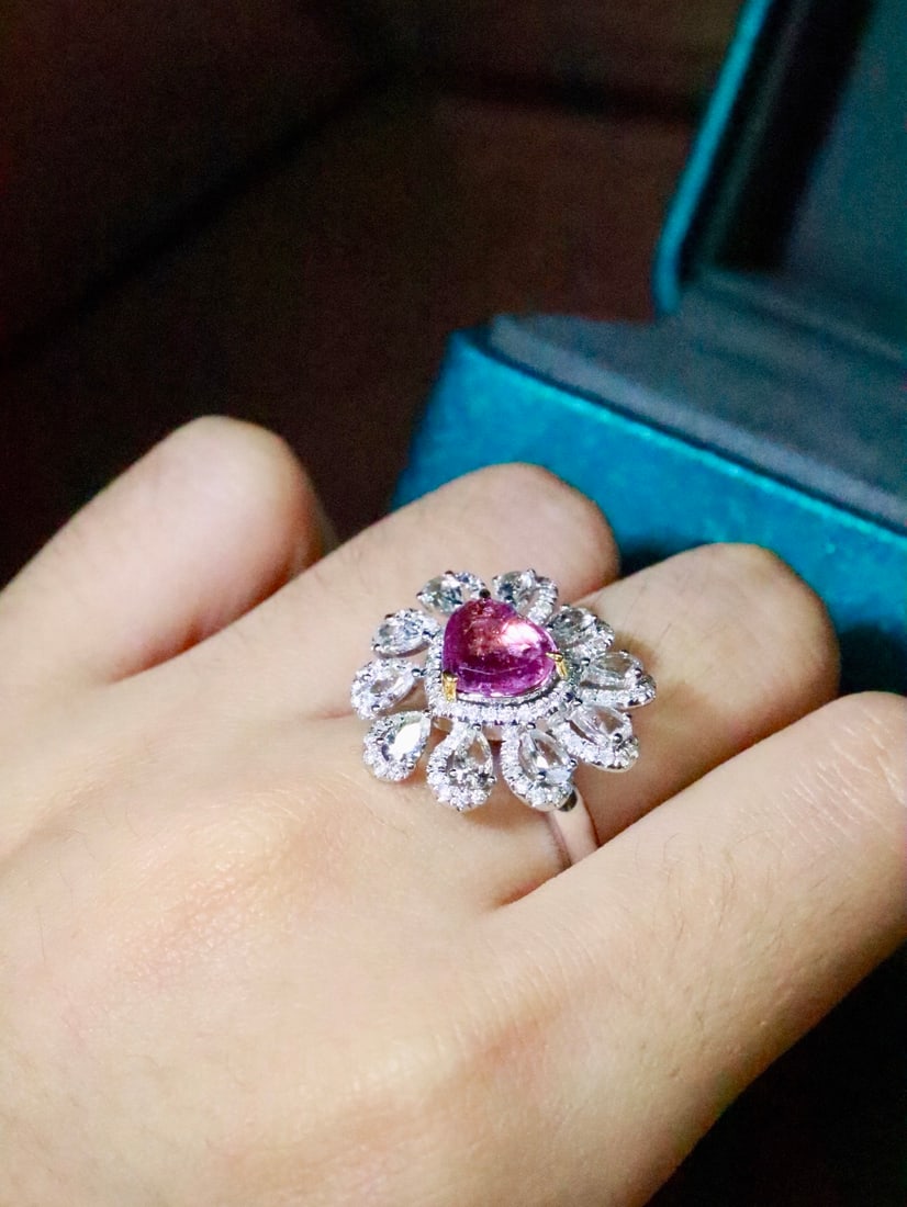 18K Gold Natural Blue Sapphire Ring - 6