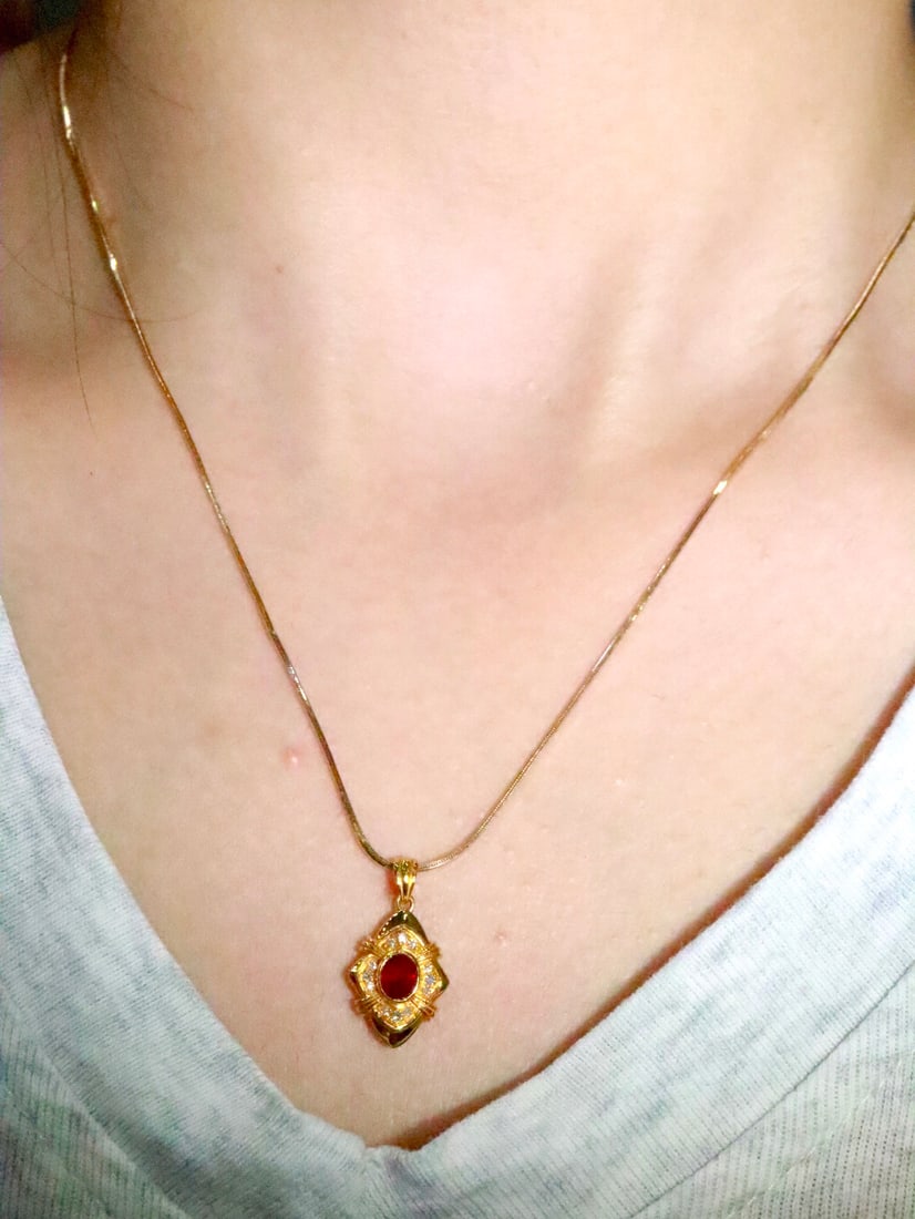 18K Gold Ruby Pendant - 6